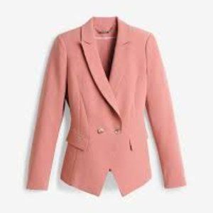 Double Breasted Blush Pink Notch Collar Blazer